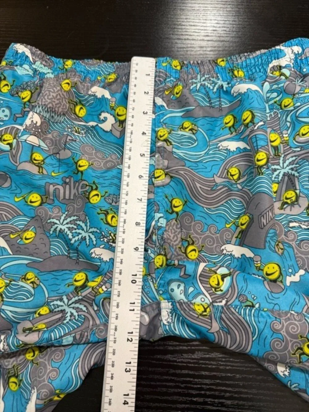 Nike Boys Pool Party 7” Volley Swim Shorts XL 158-170 Blue Smiley Face Lined